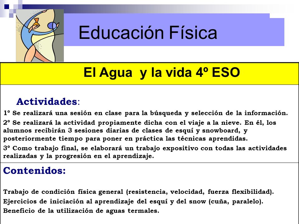 Educación Física Educación Física El Agua y la vida 4º ESO
