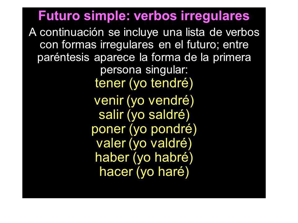 Futuro simple: verbos irregulares