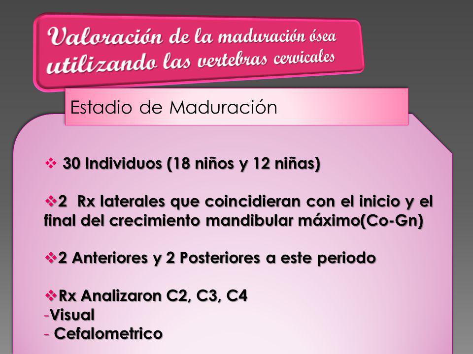 Valoración de la maduración ósea utilizando las vertebras cervicales