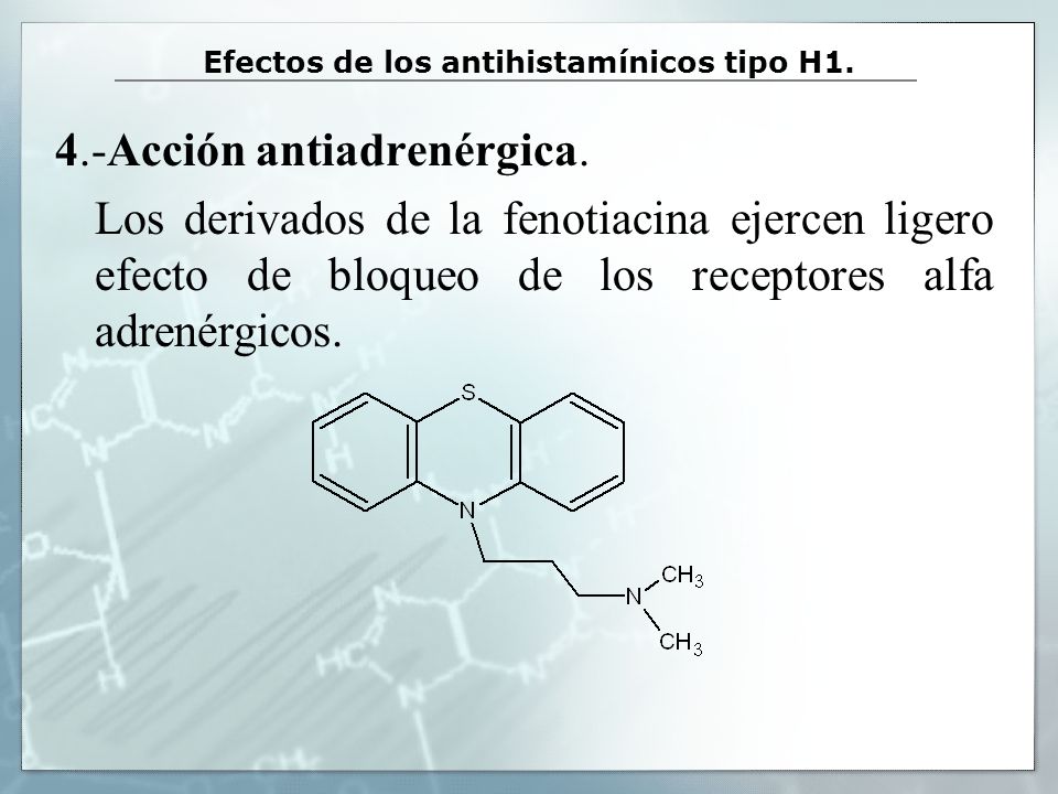 Efectos de los antihistamínicos tipo H1.