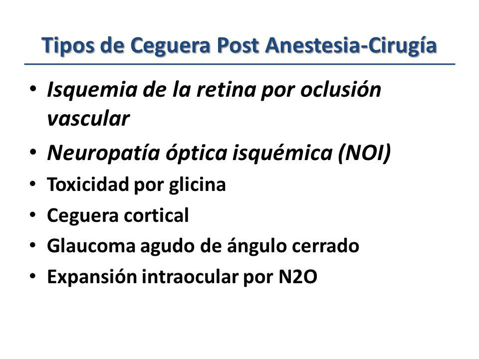Tipos de Ceguera Post Anestesia-Cirugía