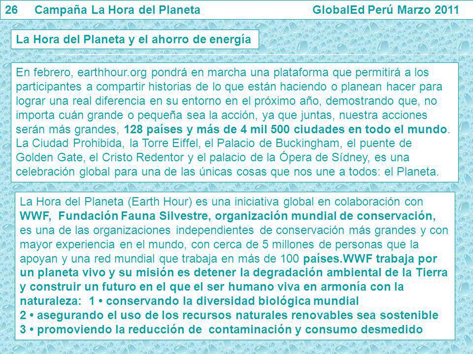26 Campaña La Hora del Planeta GlobalEd Perú Marzo 2011