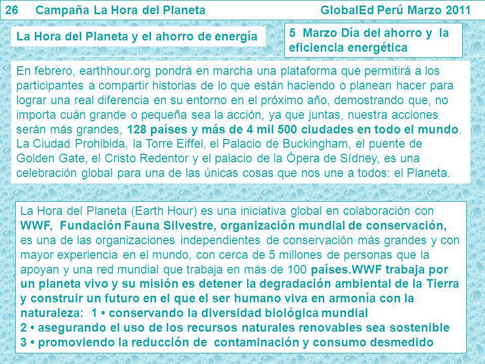 26 Campaña La Hora del Planeta GlobalEd Perú Marzo 2011
