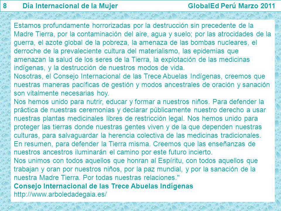 8 Día Internacional de la Mujer GlobalEd Perú Marzo 2011