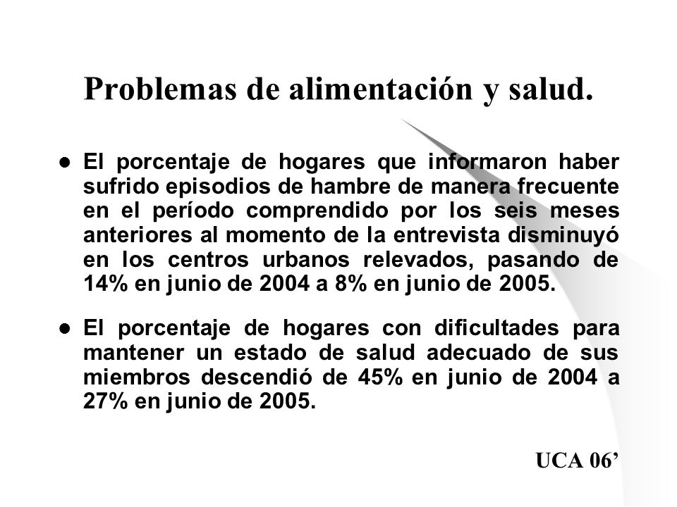 Problemas de alimentación y salud.