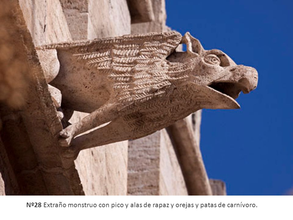 Nº28 Extraño monstruo con pico y alas de rapaz y orejas y patas de carnívoro.