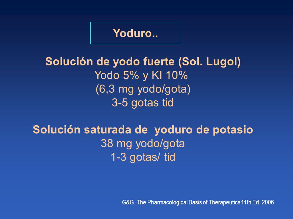 Solución de yodo fuerte (Sol. Lugol) Yodo 5% y KI 10%