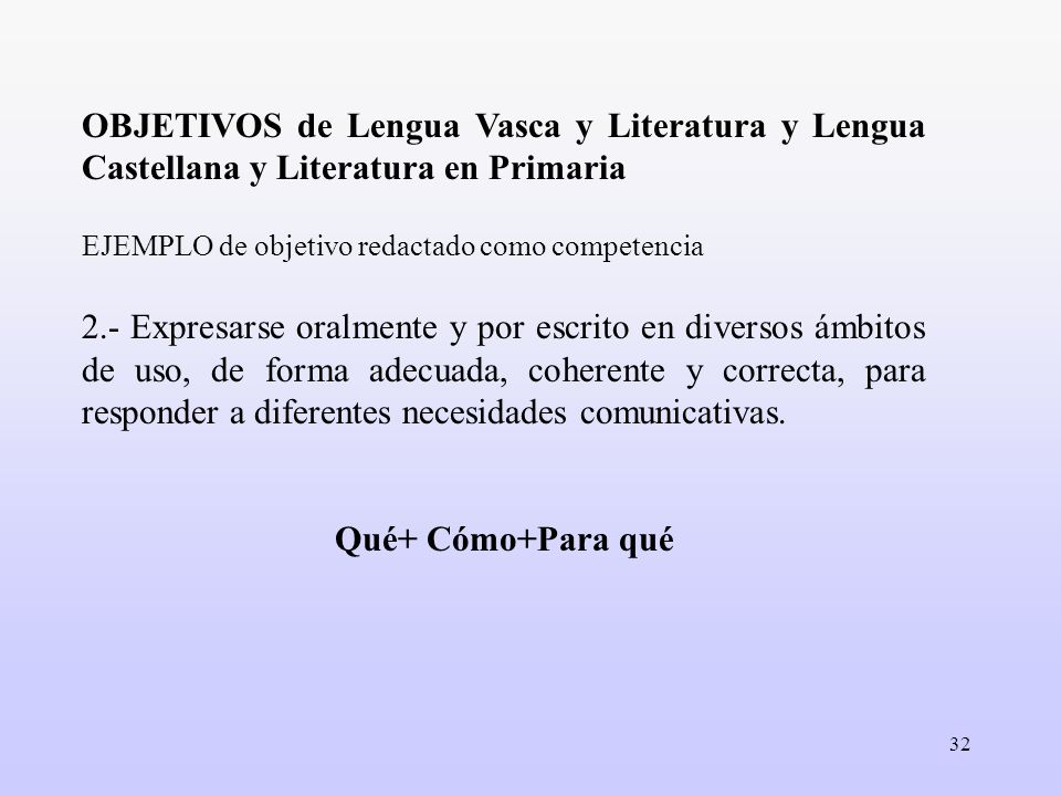 OBJETIVOS de Lengua Vasca y Literatura y Lengua Castellana y Literatura en Primaria