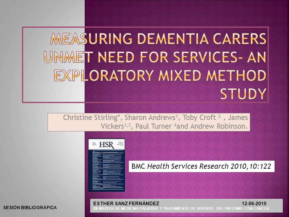 Measuring dementia carers unmet need for services- an exploratory mixed method study