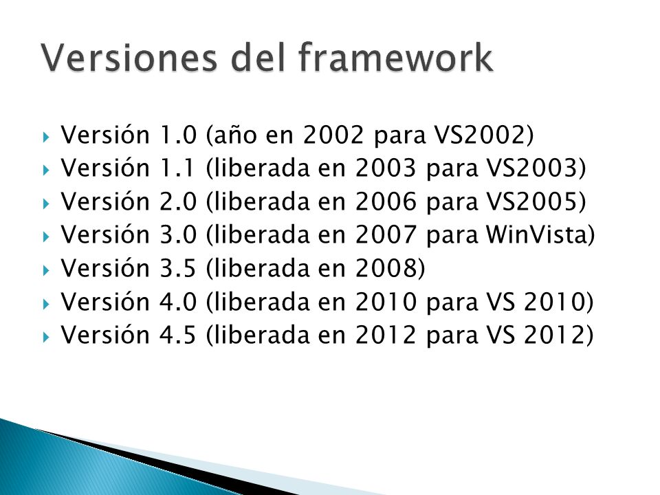 Versiones del framework