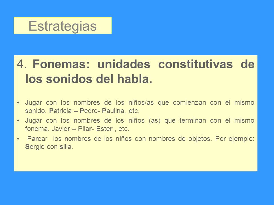 Estrategias 4. Fonemas: unidades constitutivas de los sonidos del habla.
