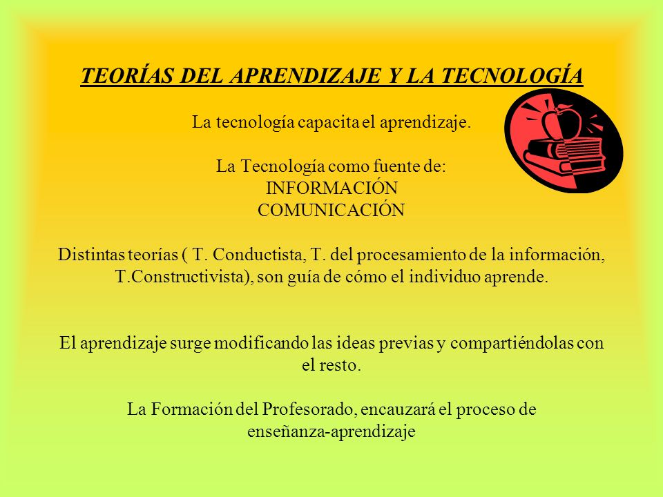 TEORÍAS DEL APRENDIZAJE Y LA TECNOLOGÍA La tecnología capacita el aprendizaje.