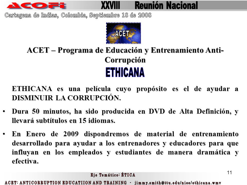 ACET – Programa de Educación y Entrenamiento Anti- Corrupción