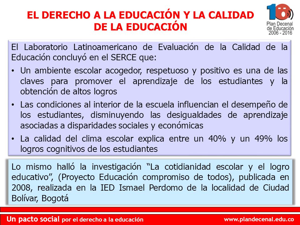 EL DERECHO A LA EDUCACIÓN Y LA CALIDAD DE LA EDUCACIÓN