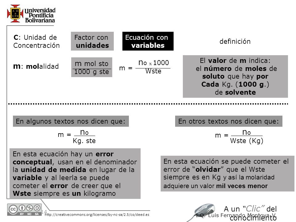 el número de moles de soluto que hay por