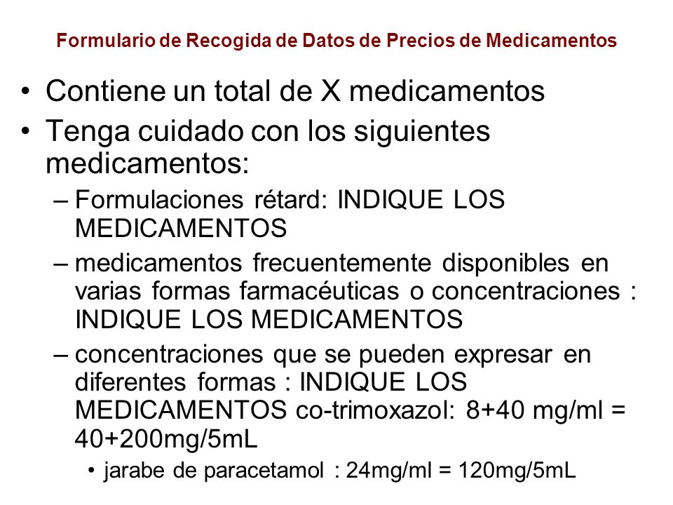 Formulario de Recogida de Datos de Precios de Medicamentos