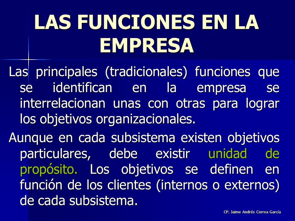 LAS FUNCIONES EN LA EMPRESA