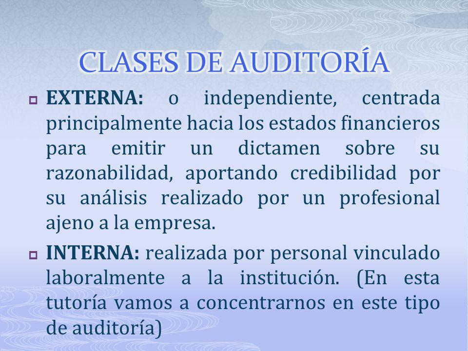 CLASES DE AUDITORÍA