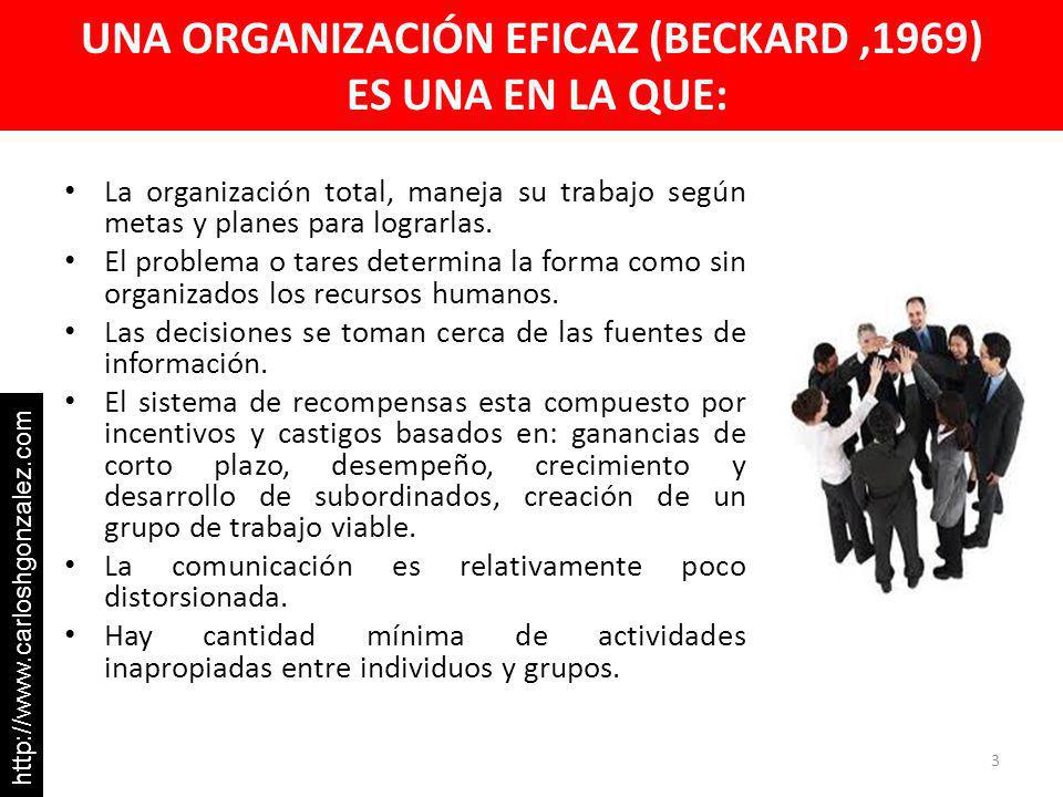 UNA ORGANIZACIÓN EFICAZ (BECKARD ,1969) ES UNA EN LA QUE: