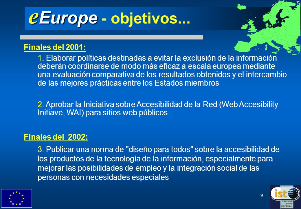 eEurope - objetivos... Finales del 2001: