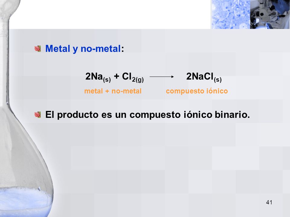 metal + no-metal compuesto iónico