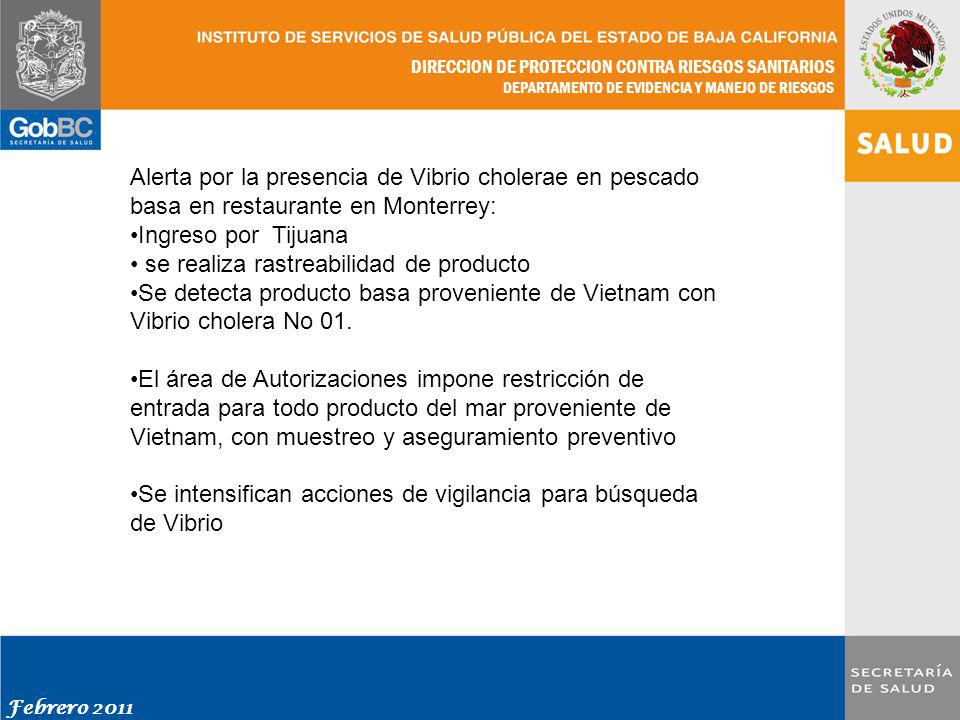 Alerta por la presencia de Vibrio cholerae en pescado basa en restaurante en Monterrey: