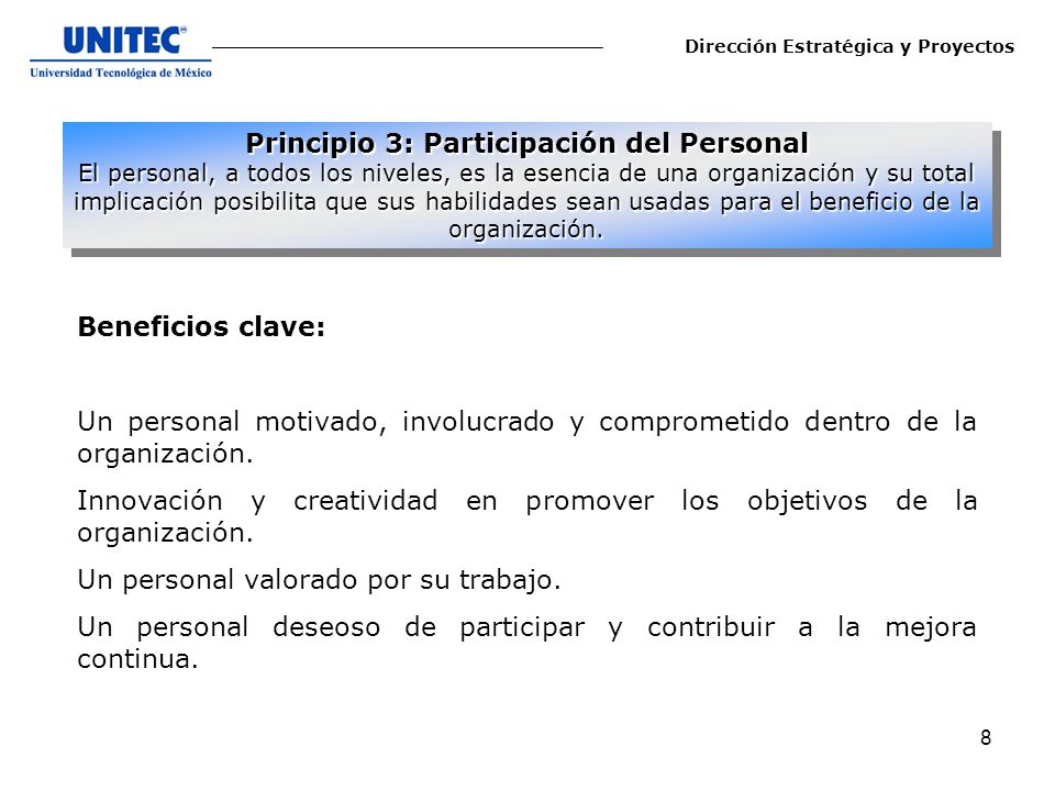 Principio 3: Participación del Personal