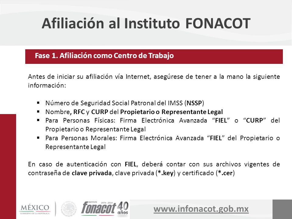 Afiliación al Instituto FONACOT