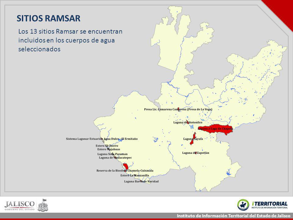 SITIOS RAMSAR Los 13 sitios Ramsar se encuentran incluidos en los cuerpos de agua seleccionados