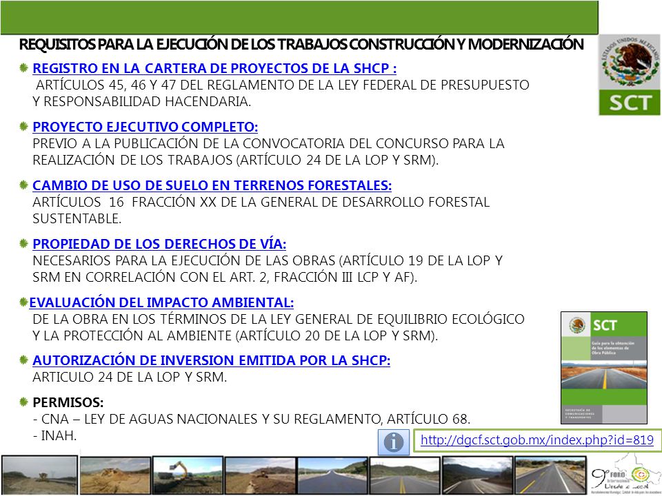 REQUISITOS PARA LA EJECUCIÓN DE LOS TRABAJOS CONSTRUCCIÓN Y MODERNIZACIÓN