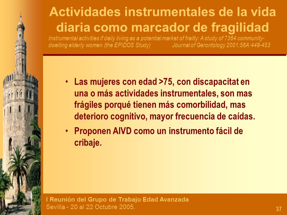 Actividades instrumentales de la vida diaria como marcador de fragilidad