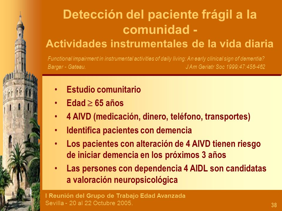 Detección del paciente frágil a la comunidad - Actividades instrumentales de la vida diaria