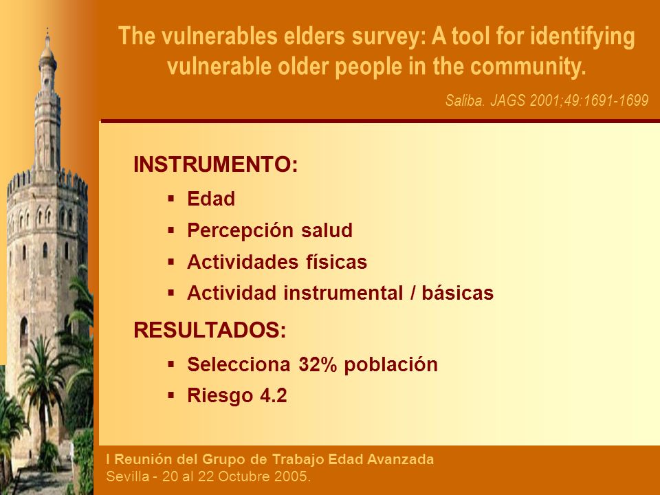 The vulnerables elders survey: A tool for identifying vulnerable older people in the community.