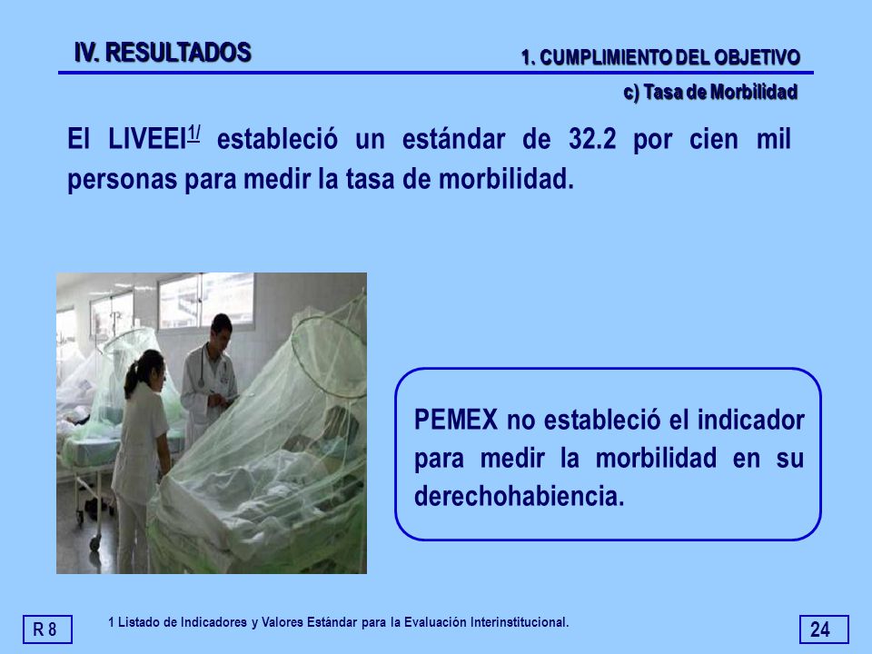 IV. RESULTADOS 1. CUMPLIMIENTO DEL OBJETIVO. c) Tasa de Morbilidad.