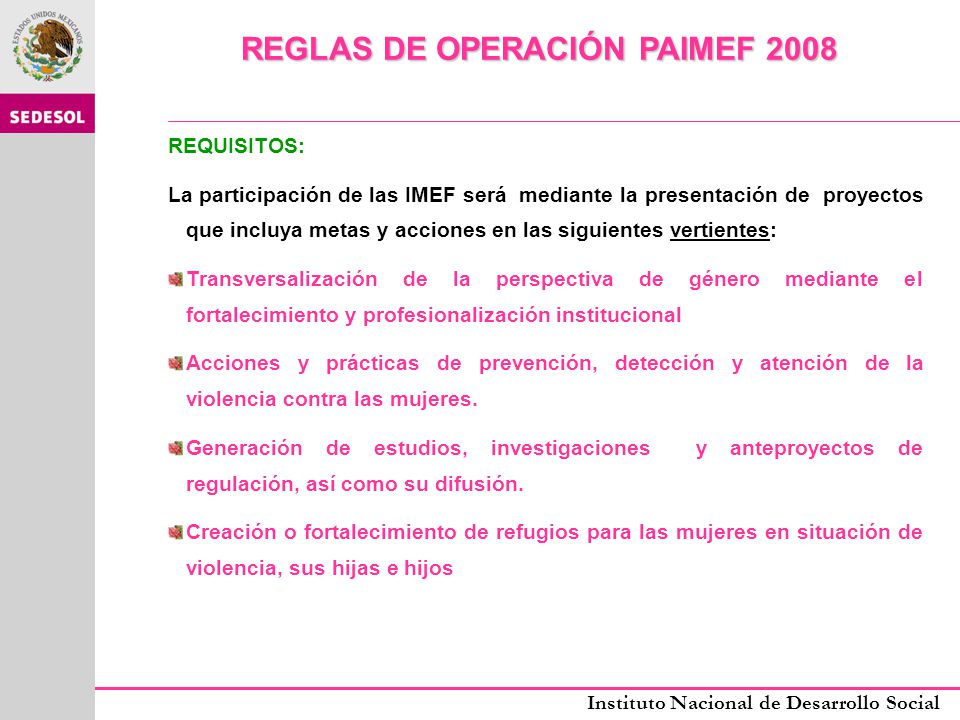 REGLAS DE OPERACIÓN PAIMEF 2008