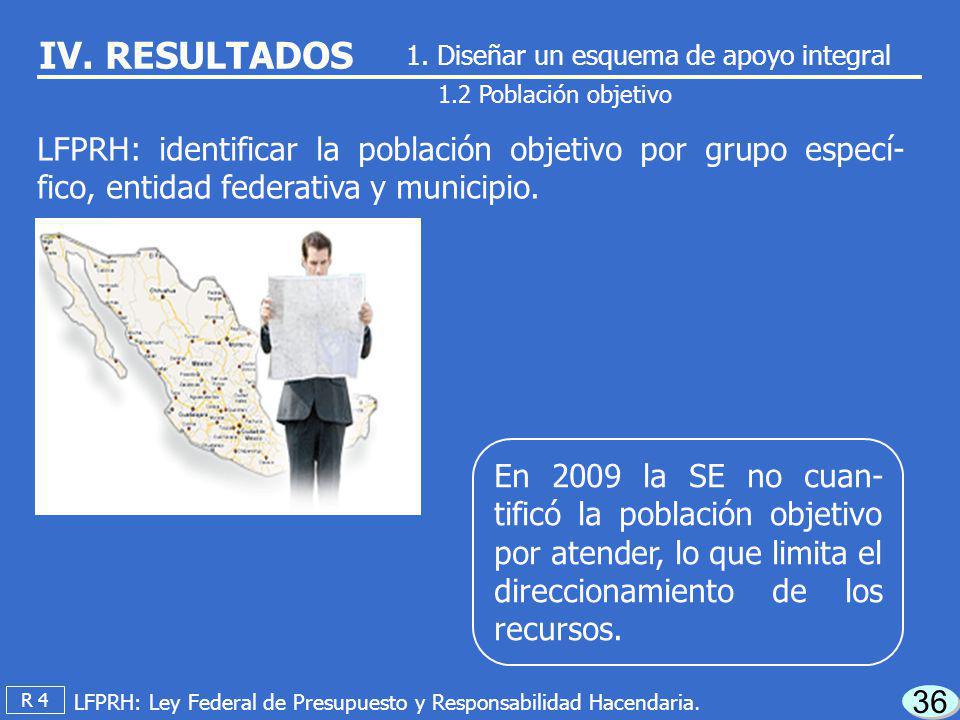 IV. RESULTADOS 1. Diseñar un esquema de apoyo integral. 1.2 Población objetivo.