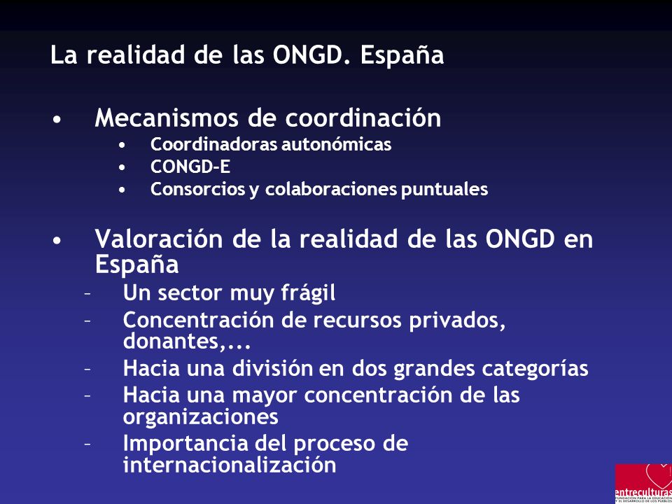La realidad de las ONGD. España Mecanismos de coordinación