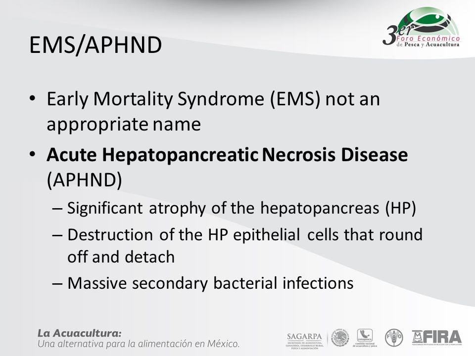 EMS/APHND Early Mortality Syndrome (EMS) not an appropriate name