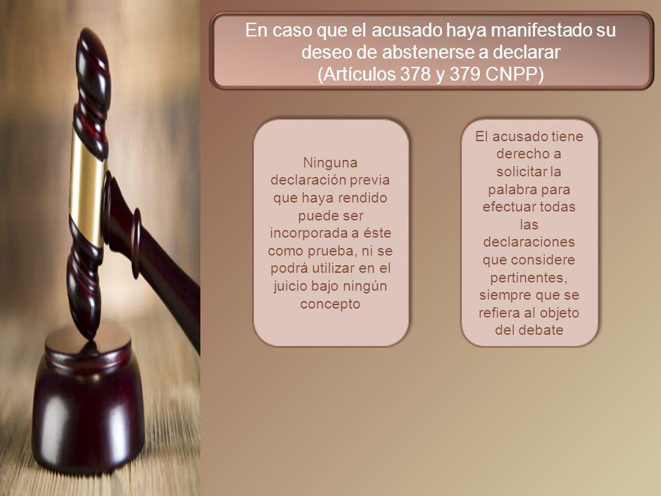 En caso que el acusado haya manifestado su deseo de abstenerse a declarar