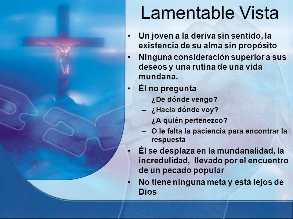 Lamentable Vista Un joven a la deriva sin sentido, la existencia de su alma sin propósito.