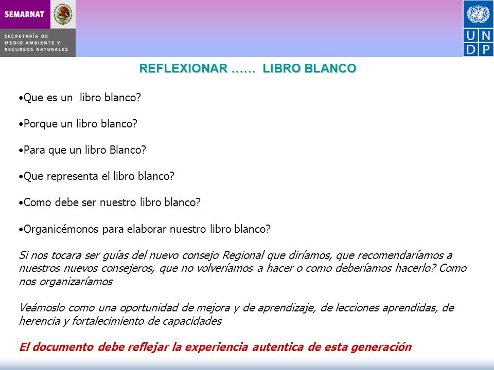 REFLEXIONAR …… LIBRO BLANCO