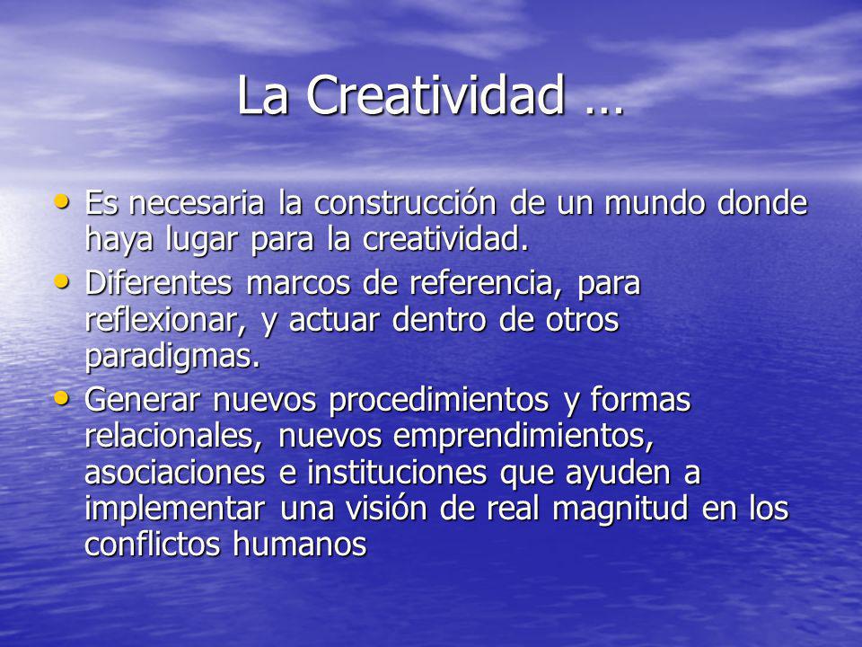 La Creatividad … Es necesaria la construcción de un mundo donde haya lugar para la creatividad.
