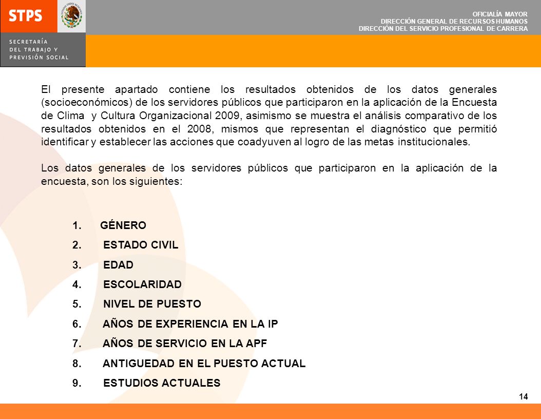 AÑOS DE EXPERIENCIA EN LA IP AÑOS DE SERVICIO EN LA APF