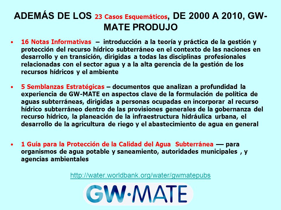 ADEMÁS DE LOS 23 Casos Esquemáticos, DE 2000 A 2010, GW-MATE PRODUJO