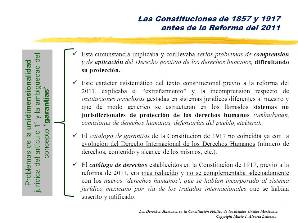 Las Constituciones de 1857 y 1917 antes de la Reforma del 2011