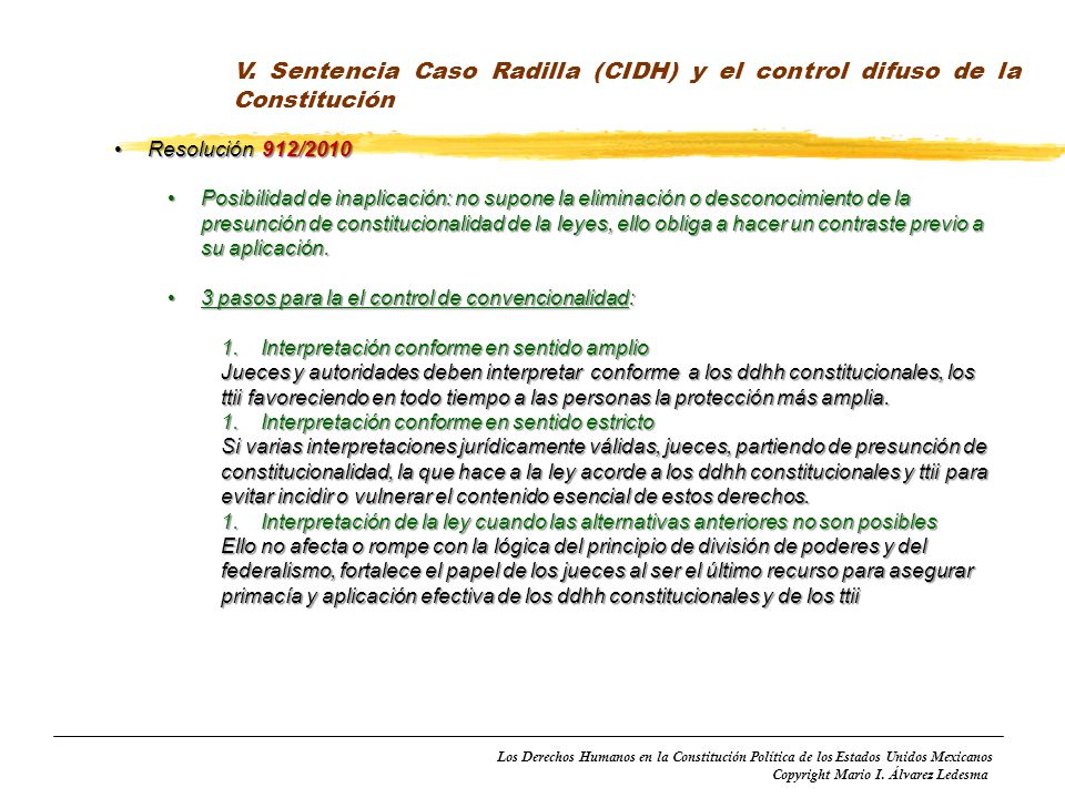 V. Sentencia Caso Radilla (CIDH) y el control difuso de la Constitución