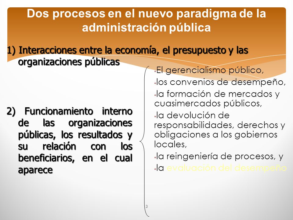 Dos procesos en el nuevo paradigma de la administración pública