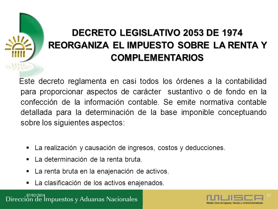 DECRETO LEGISLATIVO 2053 DE 1974 REORGANIZA EL IMPUESTO SOBRE LA RENTA Y COMPLEMENTARIOS