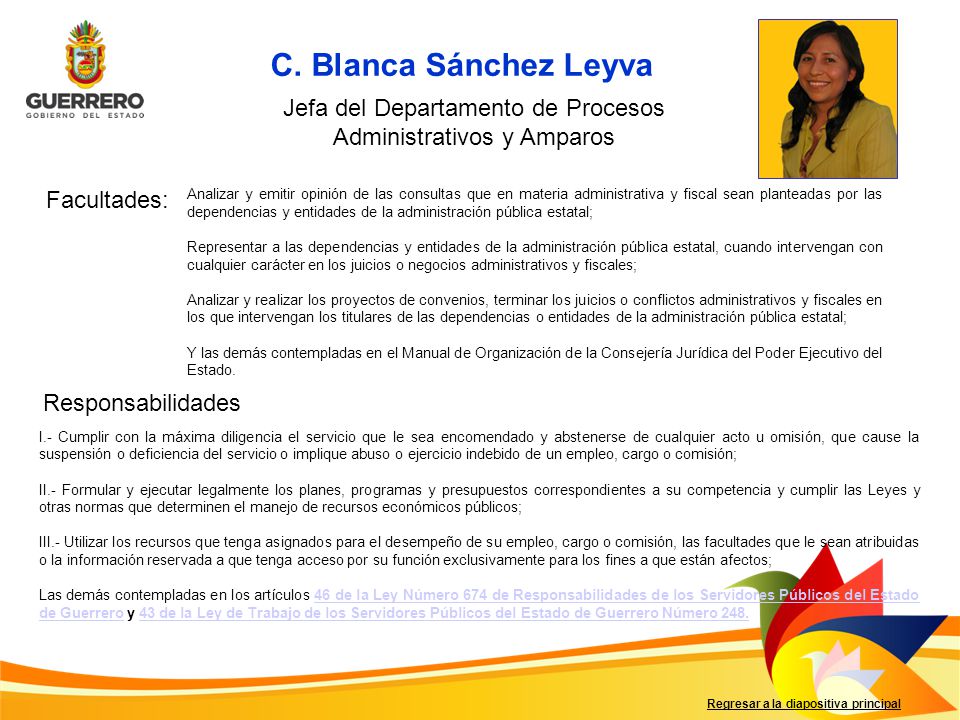 C. Blanca Sánchez Leyva Jefa del Departamento de Procesos