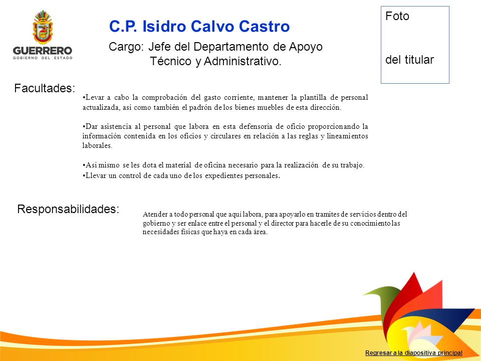 Cargo: Jefe del Departamento de Apoyo Técnico y Administrativo.